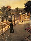 Elegant Canvas Paintings - An Elegant Man on a Terrace